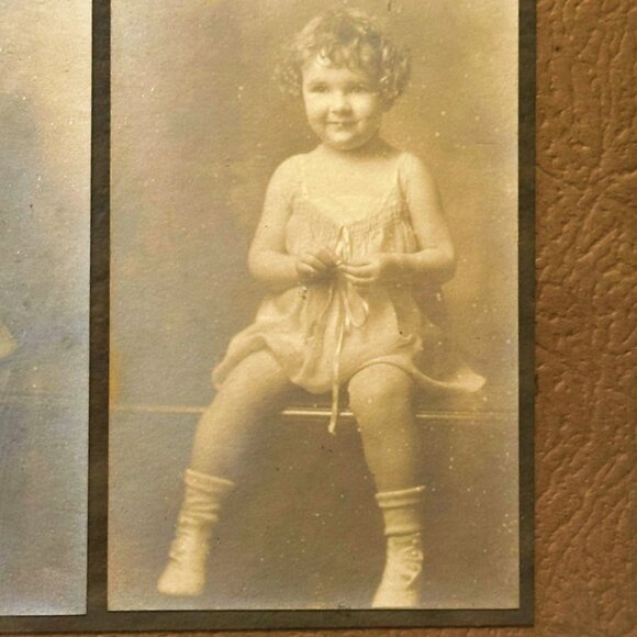 Antique Framed Matted Photo Series Little Girl 3 Sepia PICs Griffin Studio 12x8 - Picture 9 of 12